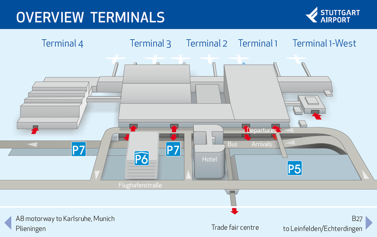 Map of the terminals at Stuttgart Airport